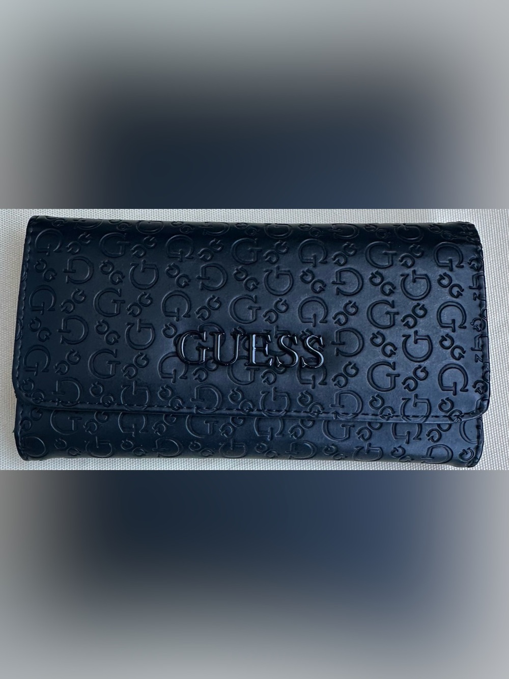 GUESS Black Embossed Logo Bi-Fold Wallet